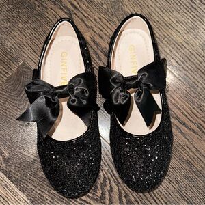 Black Glitter Kids Dress Shoes